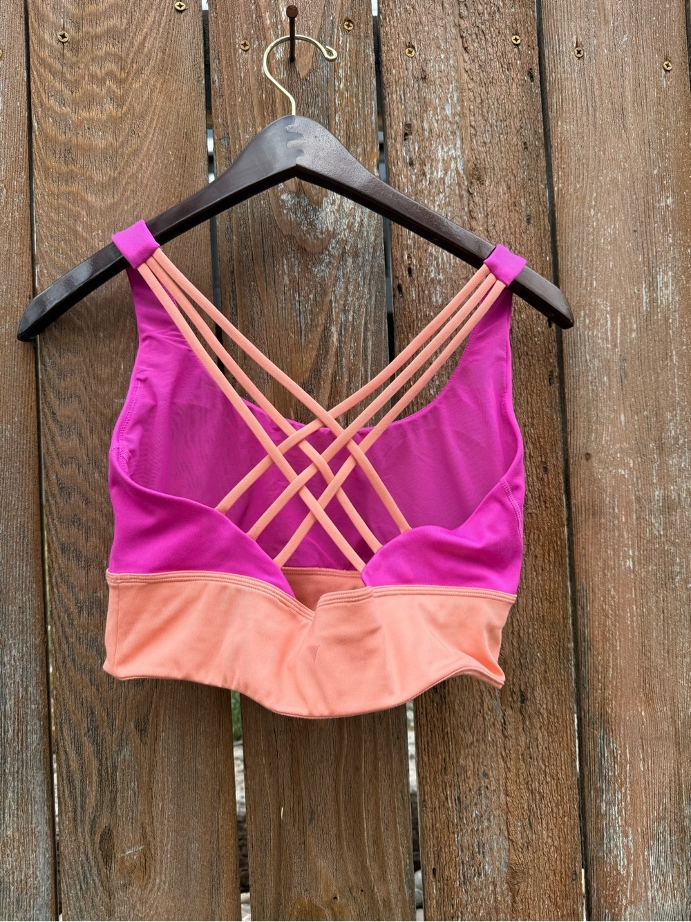 VICTORIAS SECRET Womens Pink Orange Criss Cross Strappy Sports Bra Size Medium - Picture 5 of 9